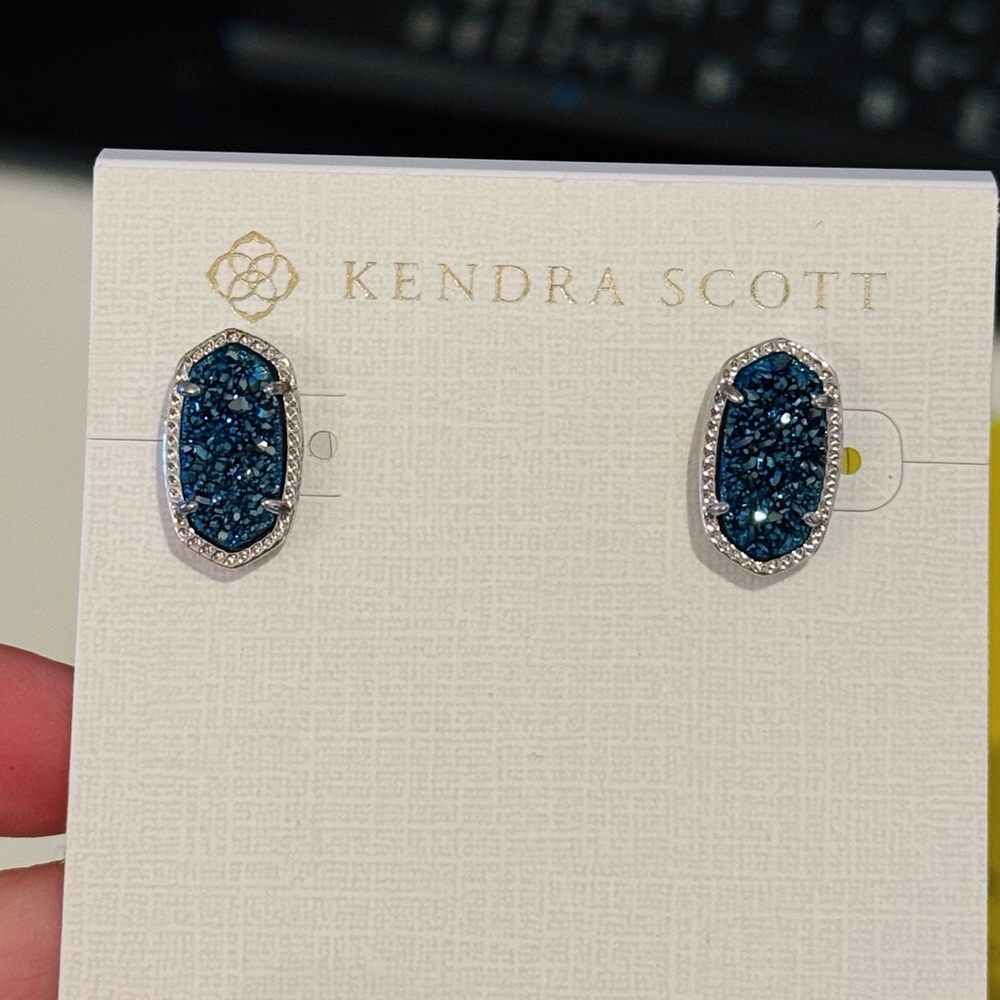 Kendra Scott Midnight Blue and Silver Stud Earrings